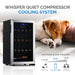 Newair 33 Bottle Freestanding Wine Fridge – 18.9" Stainless Steel - Whisper Quiet Compressor Cooling System