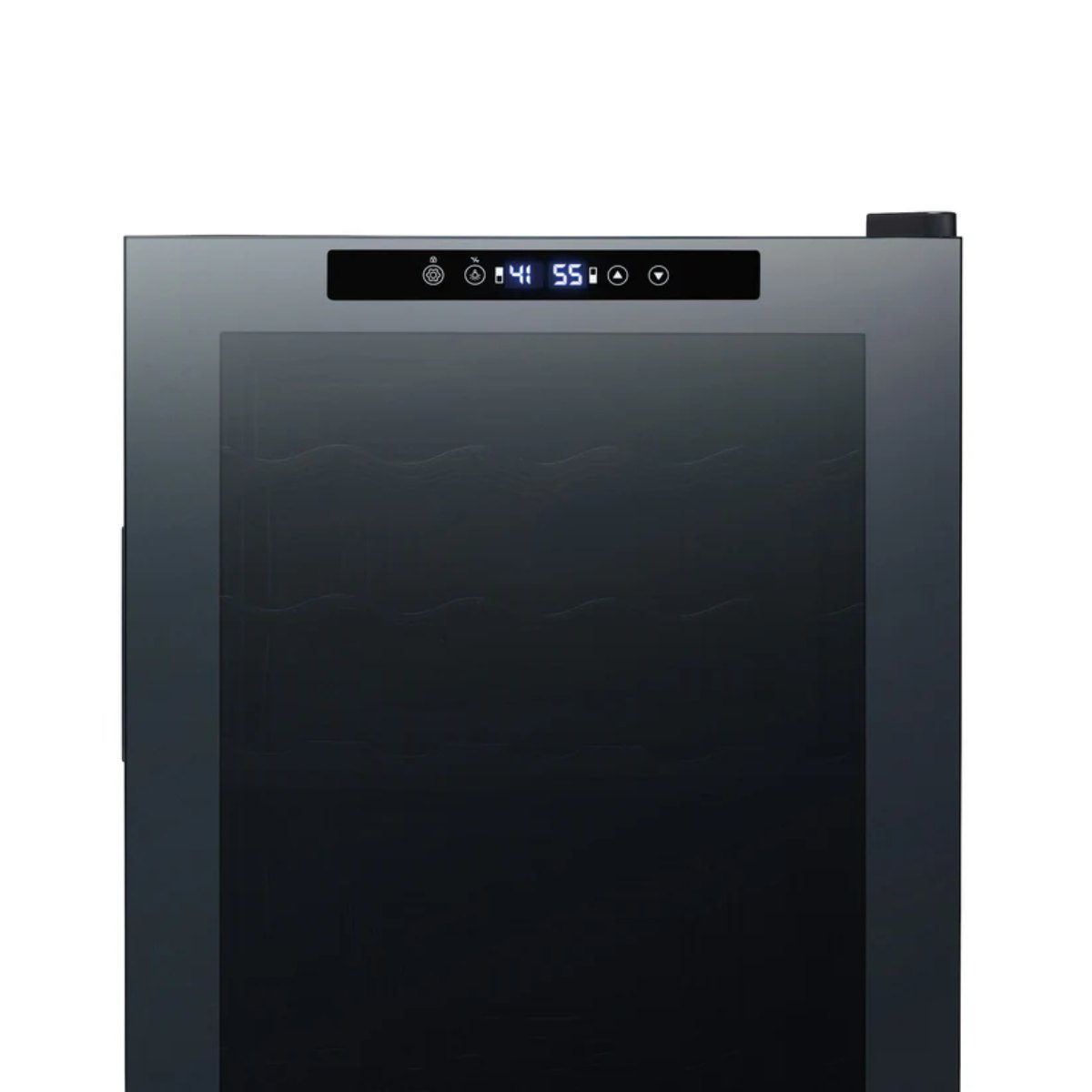 Newair 33 Bottle Shadow Series Dual Zone Wine Fridge – 19.5" Black - Close up view of the controls