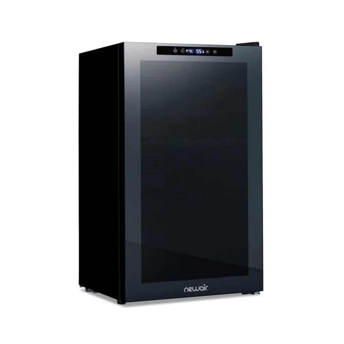Newair 33 Bottle Shadow Series Dual Zone Wine Fridge – 19.5" Black - Front Left View - Closed