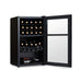 Newair 33 Bottle Shadow Series Dual Zone Wine Fridge – 19.5" Black - Front Left View Studio Image - Loaded - Opened