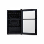 Newair 33 Bottle Shadow Series Dual Zone Wine Fridge – 19.5" Black - Front View Studio Image - Empty - Opened