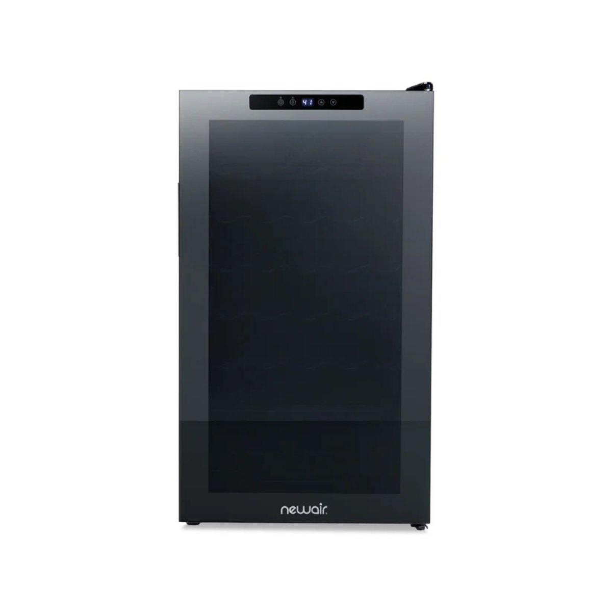 Newair 34 Bottle Shadow Series Wine Fridge – 18.7" Black - Front View Studio Image - Empty Inside