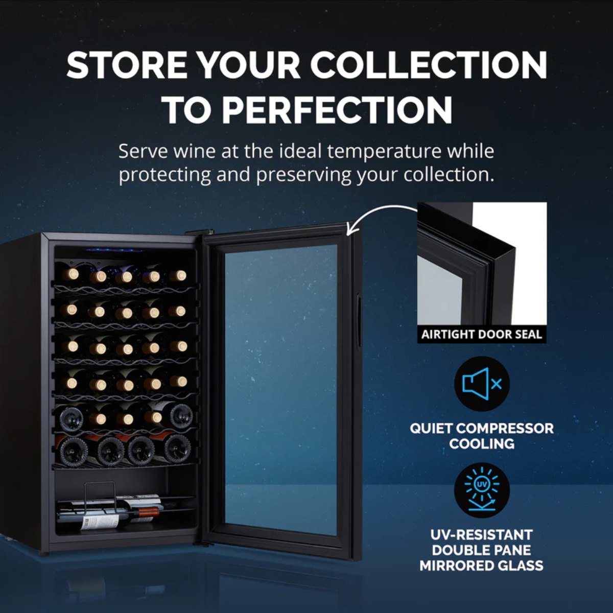 Newair 34 Bottle Shadow Series Wine Fridge – 18.7" Black - Store your collection to perfection