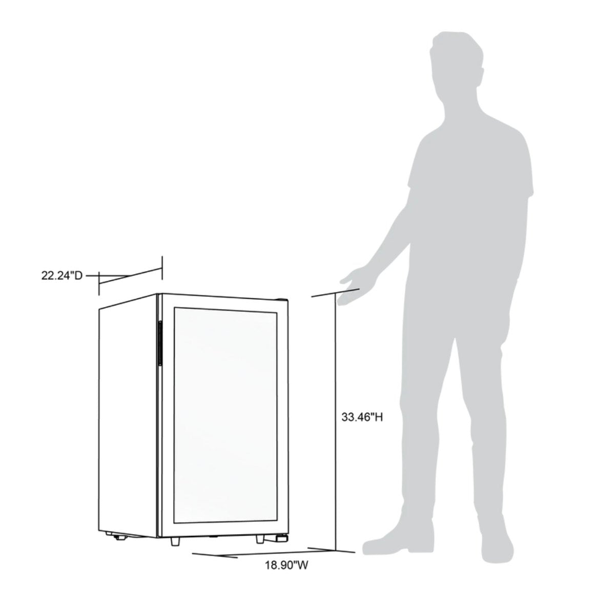Newair 43 Bottle Dual Zone Wine Fridge – 18.9" Stainless Steel - Fridge Dimensions with Comparison