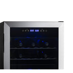 Newair 43 Bottle Dual Zone Wine Fridge – 18.9" Stainless Steel - Front View - Close up view of the controls