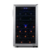 Newair 43 Bottle Dual Zone Wine Fridge – 18.9" Stainless Steel - Front View - Loaded - Close