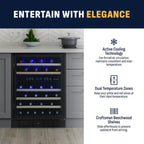 Newair 46 Bottle Dual Zone Wine Cooler – 23.5" Black Stainless Steel - Entertain in Elegance