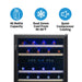Newair 46 Bottle Dual Zone Wine Cooler – 23.5" Black Stainless Steel - Features of the Fridge Shown