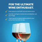 Newair 46 Bottle Dual Zone Wine Cooler – 23.5" Black Stainless Steel - For the Ultimate Wine Enthusiast