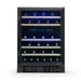 Newair 46 Bottle Dual Zone Wine Cooler – 23.5" Black Stainless Steel - Front View - Loaded Fridge - Closed Door