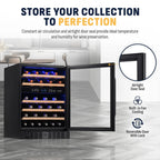 Newair 46 Bottle Dual Zone Wine Cooler – 23.5" Black Stainless Steel - Store your Collection to Perfection