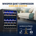 Newair 46 Bottle Dual Zone Wine Cooler – 23.5" Black Stainless Steel - Whisper Quiet Compressor Cooling System
