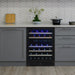 Newair 46 Bottle Dual Zone Wine Cooler – 23.5" Black Stainless Steel - fridge with black stainless steel frame in modern kitchen