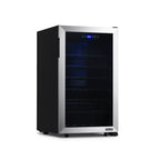 Newair 50 Bottle Freestanding Wine Fridge – 18.9" Stainless Steel - Front Left View - Empty Shelves - Closed Door