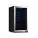 Newair 50 Bottle Freestanding Wine Fridge – 18.9" Stainless Steel - Front Left View - Empty Shelves - Closed Door