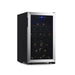 Newair 50 Bottle Freestanding Wine Fridge – 18.9" Stainless Steel - Front Left View - Loaded Shelves - Closed Door
