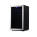Newair 50 Bottle Freestanding Wine Fridge – 18.9" Stainless Steel - Front Right View - Empty Shelves - Closed Door