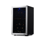 Newair 50 Bottle Freestanding Wine Fridge – 18.9" Stainless Steel - Front Right View - Loaded Shelves - Closed Door
