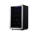Newair 50 Bottle Freestanding Wine Fridge – 18.9" Stainless Steel - Front Right View - Loaded Shelves - Closed Door