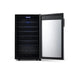Newair 50 Bottle Freestanding Wine Fridge – 18.9" Stainless Steel - Front View - Empty Shelves - Open Door