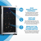 Newair 50 Bottle Freestanding Wine Fridge – 18.9" Stainless Steel - Key Features of the Fridge Shown