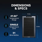 Newair 51 Bottle Shadow Series Wine Fridge – 19.5" Black - Dimensions and Specifications