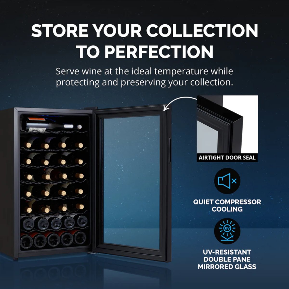 Newair 51 Bottle Shadow Series Wine Fridge – 19.5" Black - Store your collection to perfection
