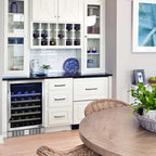 Newair 52 Bottle Built In Wine Fridge – 24" Stainless Steel - Undercounter wine fridge installed in a modern kitchen island