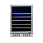 Newair 52 Bottle Built In Wine Fridge – 24" Stainless Steel - front view empty shelves closed door