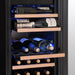 Newair 56 Bottle Shadow Series Dual Zone Wine Fridge – 16.9" Black - Close up view of the Wooden Sheleves with Wines