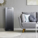 Newair 56 Bottle Shadow Series Dual Zone Wine Fridge – 16.9" Black - Fridge beside the gray couch