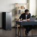 Newair 56 Bottle Shadow Series Dual Zone Wine Fridge – 16.9" Black - Fridge inside the Office room with a man working at the table