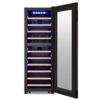 Newair 56 Bottle Shadow Series Dual Zone Wine Fridge – 16.9" Black - Front  View Studio Image - Empty - Opened
