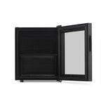 Newair 60-Can Freestanding Beverage Fridge – 16.75" Black - front view empty fridge open door