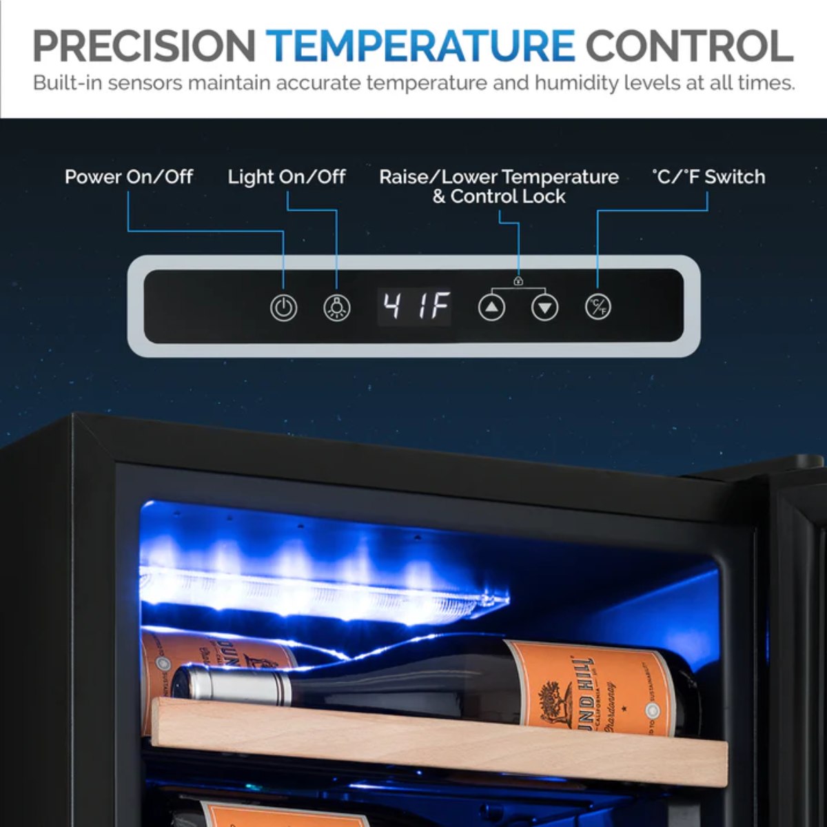 Newair 62 Bottle Shadow Series Freestanding Wine Fridge – 16.9" Black - Precision Temperature Control