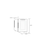 Newair 6 Bottle Shadow-T Series Freestanding Wine Fridge – 10.2" Black - Dimensions of the fridge shown