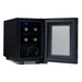 Newair 6 Bottle Shadow-T Series Freestanding Wine Fridge – 10.2" Black - Front Left View - Open Door