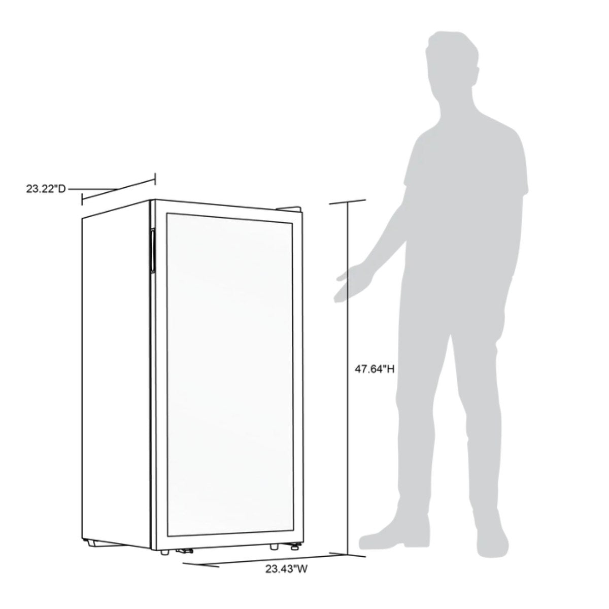 Newair 76 Bottle Dual Zone Wine Fridge – 23" Stainless Steel - Dimensions of the Fridge with Comparison shown