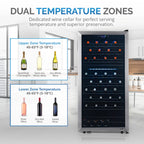 Newair 76 Bottle Dual Zone Wine Fridge – 23" Stainless Steel - Dual Temperature Zones Upper and Lower