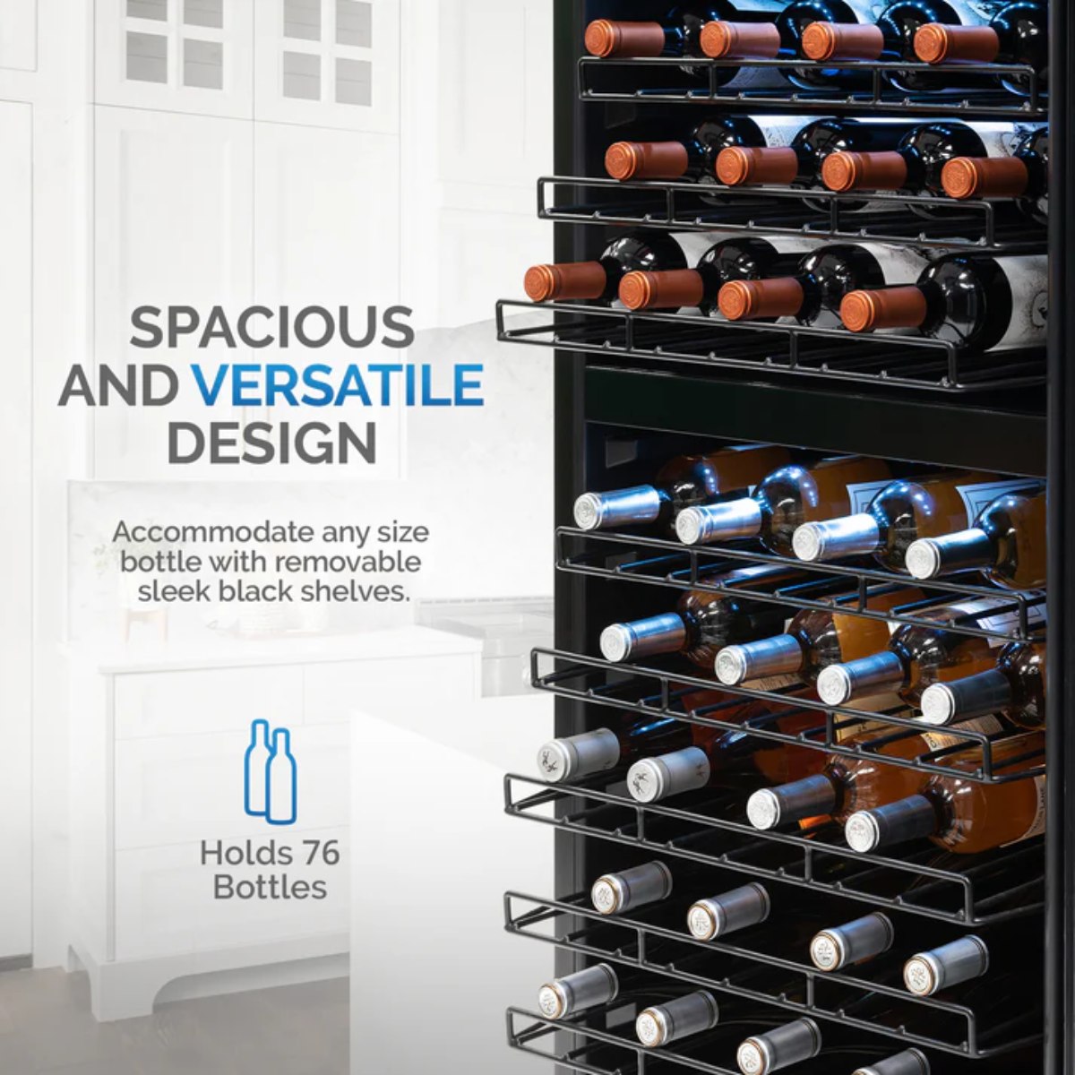 Newair 76 Bottle Dual Zone Wine Fridge – 23" Stainless Steel - Spacious and Versatile Design