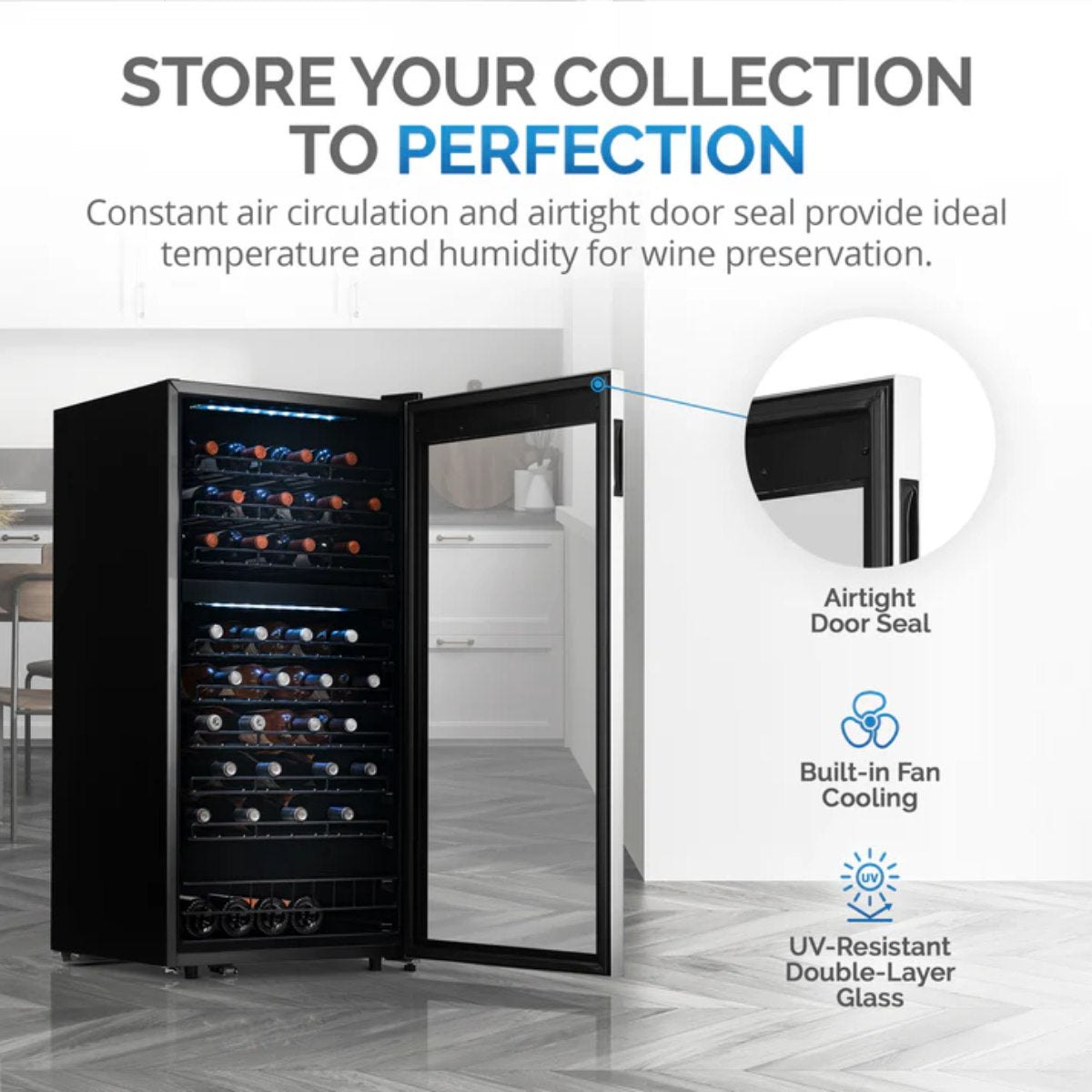 Newair 76 Bottle Dual Zone Wine Fridge – 23" Stainless Steel - Store your collection to perfection