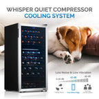 Newair 76 Bottle Dual Zone Wine Fridge – 23" Stainless Steel - Whisper Quiet Compressor Cooling System