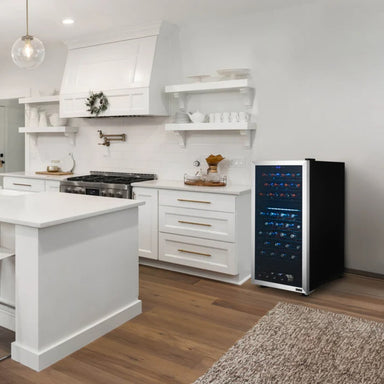 Newair 76 Bottle Dual Zone Wine Fridge – 23" Stainless Steel - Wine Fridge shown in the Kitchen