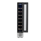 Newair 7 Bottle Built In Wine Fridge – 5.9" Stainless Steel - Front View - Empty Inside - Open Door
