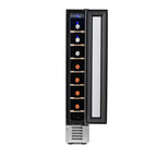 Newair 7 Bottle Built In Wine Fridge – 5.9" Stainless Steel - Front View - Loaded Shelves - Open Door