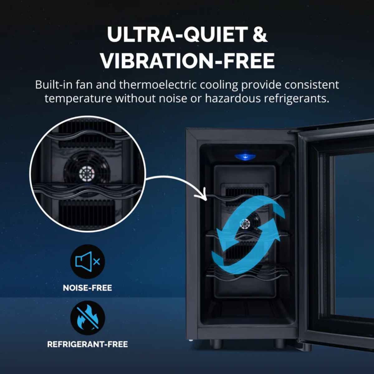 Newair 8 Bottle Shadow-T Series Wine Fridge – 10.2" Black - Ultra Quiet and Vibration Free