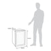 Newair 90-Can Freestanding Beverage Fridge – 17″ Black - Dimensions of the fridge in comparison to a human height