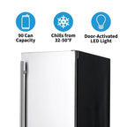 Newair 90-Can Outdoor Beverage Fridge – 15″ Built-In/Freestanding - Features of the fridge shown