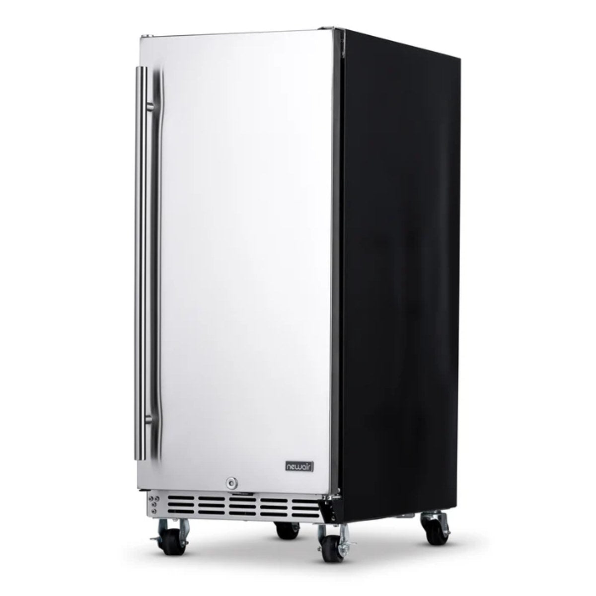 Newair 90-Can Outdoor Beverage Fridge – 15″ Built-In/Freestanding - Front right view closed door