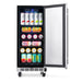 Newair 90-Can Outdoor Beverage Fridge – 15″ Built-In/Freestanding - Front view loaded inside open door